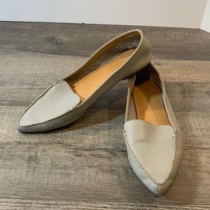 J. Crew gray leather pointed flats size 10